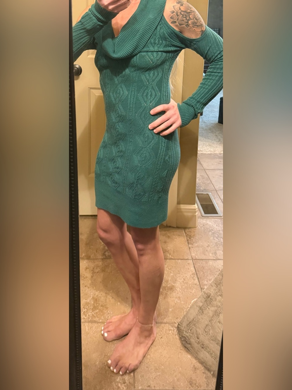 Arden B Teal Ribbed Crewneck Sweater